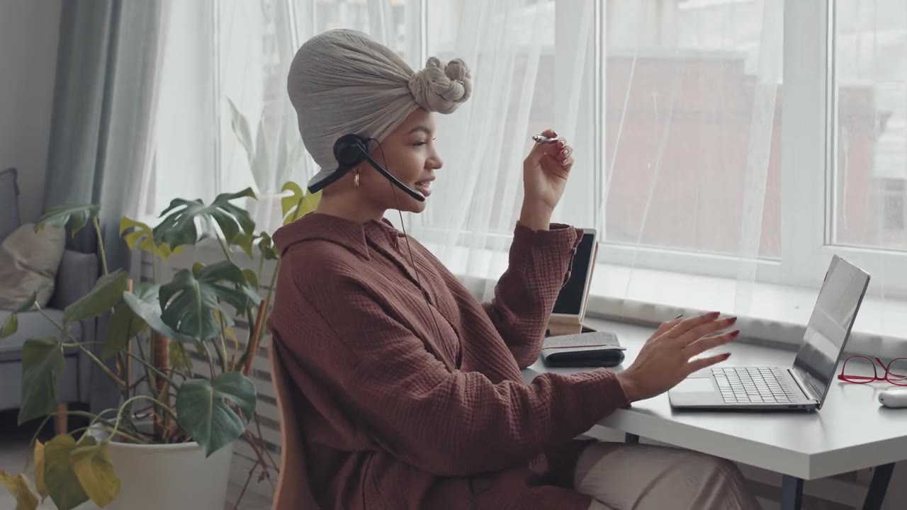 A remote interpreter on a call from home